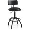 Black Metal PU Swivel Bar Stool Adjustable Height with Footrest